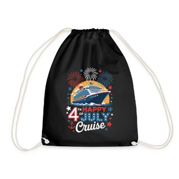Patriotic Cruise Trip Independence Day 4th of July - Drawstring Bag - black - Front