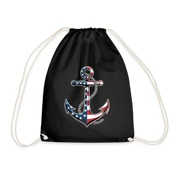  Patriotic Anchor Boat Captain Independence Day - Turnbeutel - Schwarz - Vorne