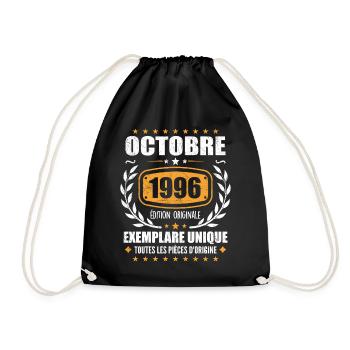 Vintage October 1996, October 1996 Retro Gift - Drawstring Bag - black - Front