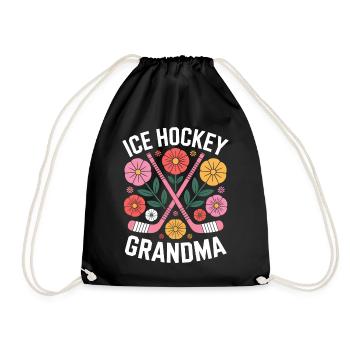Eishockey Spruch Oma Eishockey Geschenk - Drawstring Bag - black - Front