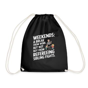 Wochenend-Geschwister-Referenz-Shirt - Turnbeutel - Schwarz - Vorne
