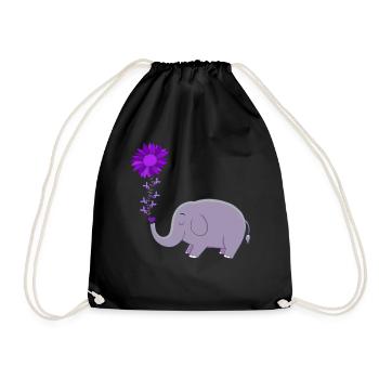 Mignon éléphant fleur magie - Sac de sport léger - noir - Devant