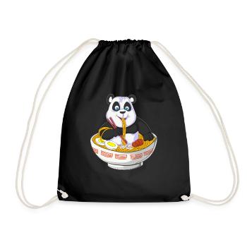 Panda Chef with Noodle Bowl Design - Drawstring Bag - black - Front