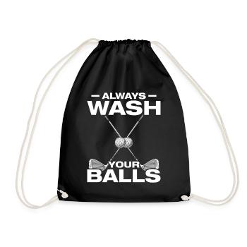 Always wash your balls Golfer Golf Golfing - Drawstring Bag - black - Front