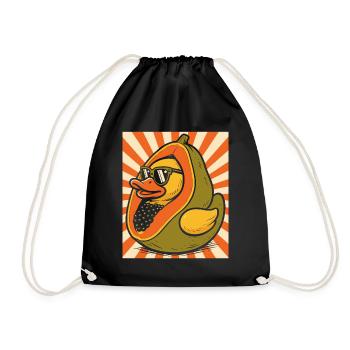 Humorvoller Papaya-Enten-Charakter - Turnbeutel - Schwarz - Vorne
