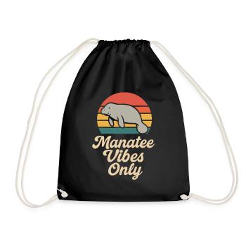 Manatee enthusiast sea beef lover salad love - Drawstring Bag - black - Front