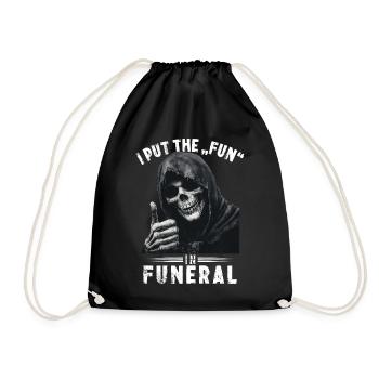 Skull Grim Reaper Fun in funeral Saying Motif - Drawstring Bag - black - Front