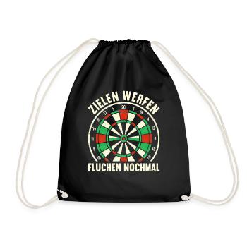 Darten Dart Dartboard Dartscheibe Dartspieler - Turnbeutel - Schwarz - Vorne