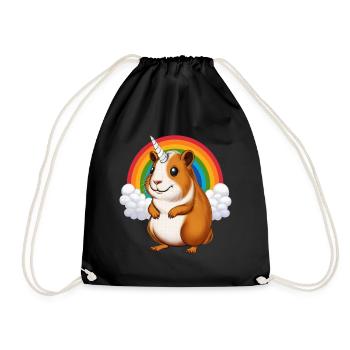 Guinea Pig Unicorn - Drawstring Bag - black - Front