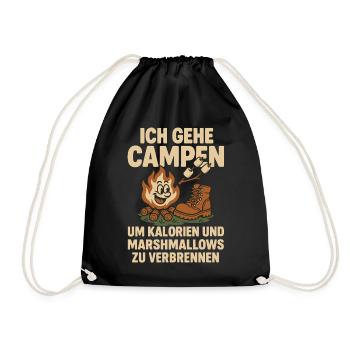 Ich Gehe Campen für Kalorien Und Marshmallows - Turnbeutel - Schwarz - Vorne