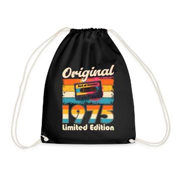 50th Birthday Cassette October Year 1975 - Drawstring Bag - black - Front
