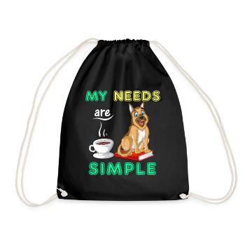 German Shepherd, Books and Coffee – Dog Lover Tee - Drawstring Bag - black - Front