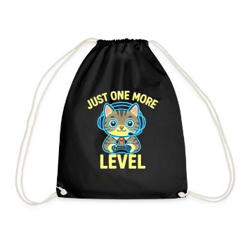  Gamer-Katze – Nur noch ein Level - Turnbeutel - Schwarz - Vorne