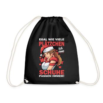 Weihnachtsgeschenk Frauen Plätzchen Lustig Idee - Turnbeutel - Schwarz - Vorne