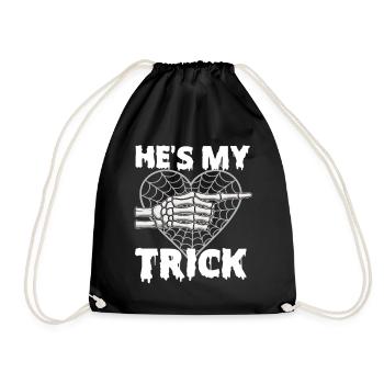 He's My Trick Funny Halloween Couple - Drawstring Bag - black - Front