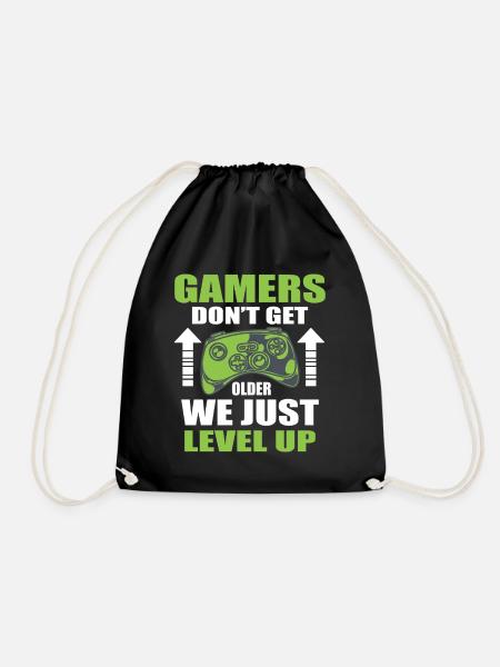 Gamer Level Up Motivational Design - Drawstring Bag - black