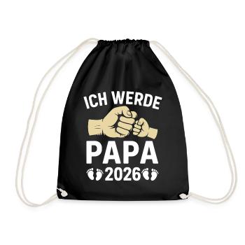 Father-to-be I WILL BE A DAD 2026 Funny - Drawstring Bag - black - Front