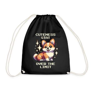 Cuteness-Wert: über dem Limit | Corgi Humor - Turnbeutel - Schwarz - Vorne