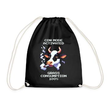 Mode vache : Herbe 100 % | Humour Vache & Stoner - Sac de sport léger - noir - Devant