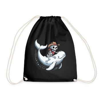 Skull Cowboy on Beluga Whale - Drawstring Bag - black - Front