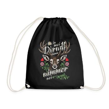 In mei Dirndl kumm i nimmer nei - Tracht & Gaudi - Drawstring Bag - black - Front