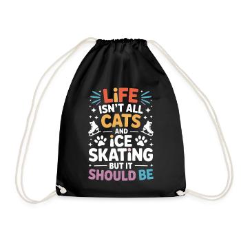 Chat de patinage sur glace Cadeau de patin à glace amusant - Sac de sport léger - noir - Devant