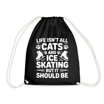 Chat de patinage sur glace Cadeau de patin à glace amusant - Sac de sport léger - noir - Devant