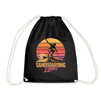 Retro Sunset Sandboarder Lover Summer Sandboarding - Drawstring Bag - black - Front