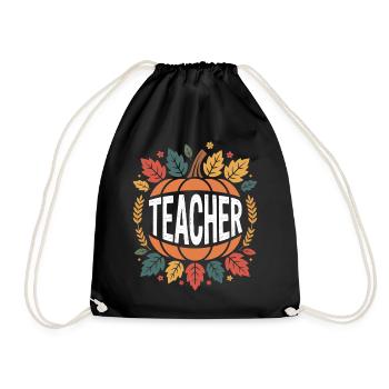 Autumnal Teacher Pumpkin - Drawstring Bag - black - Front