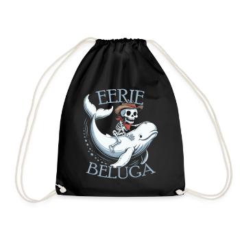 Skeleton as a cowboy on beluga whale - Drawstring Bag - black - Front