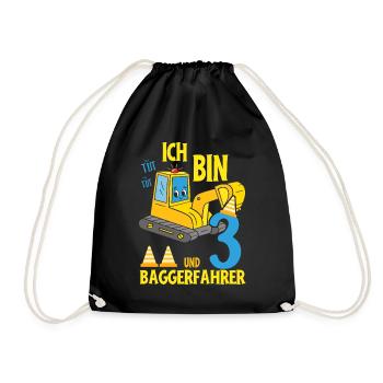 Excavatrice d’anniversaire 3 ans Excavatrice Cadeau de fête - Sac de sport léger - noir - Devant
