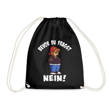 Cool bear style with trendy hat - Drawstring Bag - black - Front