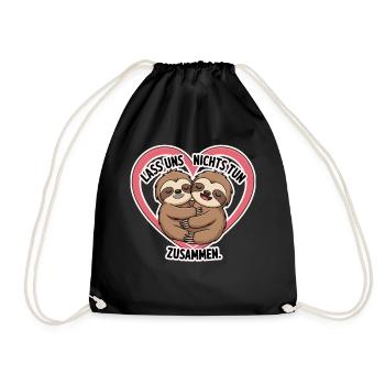 Let's do nothing together sloths - Drawstring Bag - black - Front