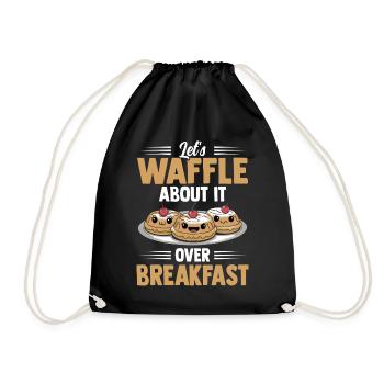 Let's Waffle About It Over Breakfast - Drawstring Bag - black - Front