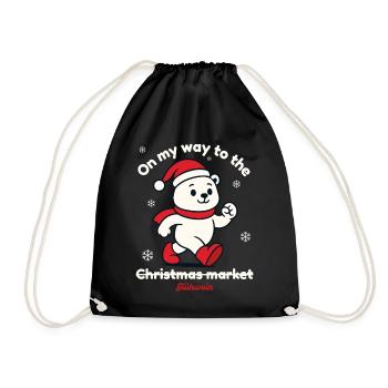 Christmas Market - Polar Bear Mulled Wine - Drawstring Bag - black - Front