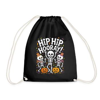 Halloween Hip Hip Hooray Tanzende Skelette - Turnbeutel - Schwarz - Vorne
