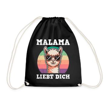 Soon to be mom MALAMA LOVES YOU Funny - Drawstring Bag - black - Front