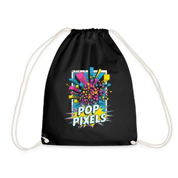 Pop Pixels Pop Culture Retro Video Game - Drawstring Bag - black - Front