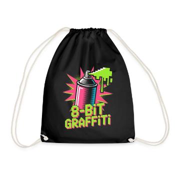 8-Bit Graffiti Pop Culture Retro Video Game - Drawstring Bag - black - Front