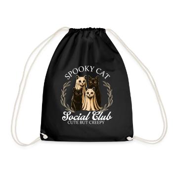 Spooky Cat Social Club Cute Creepy Kitty - Drawstring Bag - black - Front