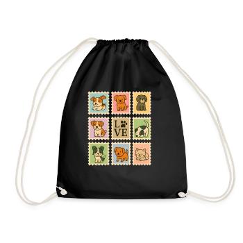 Adorable Puppy Dog Collection with Love Motif - Drawstring Bag - black - Front