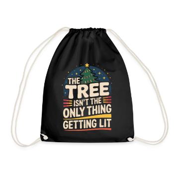Wärmender Weihnachtshumor mit Christbaum und Text - Turnbeutel - Schwarz - Vorne