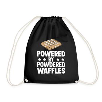Powered By Powdered Waffles - Drawstring Bag - black - Front