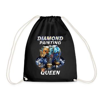 DIAMOND ELEPHANT DIAMOND PAINTING QUEEN - Drawstring Bag - black - Front