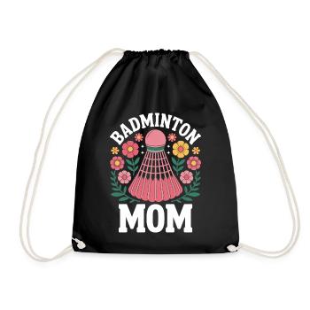 Badminton Spruch Mama Lustiges Badminton Geschenk - Turnbeutel - Schwarz - Vorne