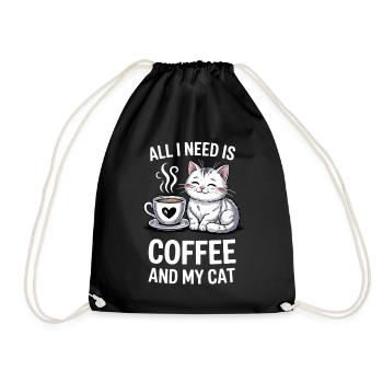 Conception de citation de café et de chat - Sac de sport léger - noir - Devant