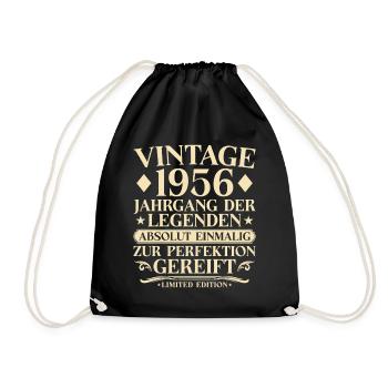 Vintage 1956 Vintage Born - 70th Birthday - Drawstring Bag - black - Front