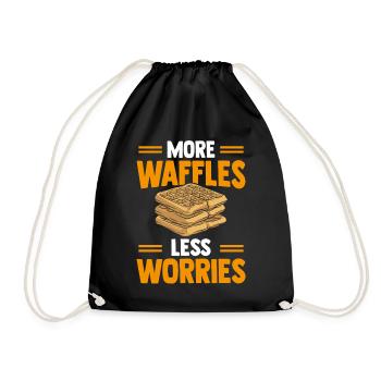 More waffles, less worries. - Drawstring Bag - black - Front