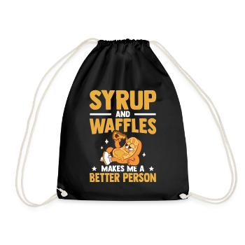 Syrup and waffles Sweet pastries Pancakes - Drawstring Bag - black - Front