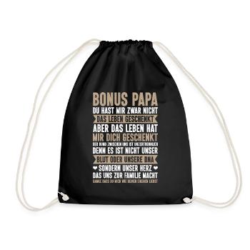 Bonus Dad Stepdad Father's Day Dad Paternity - Drawstring Bag - black - Front